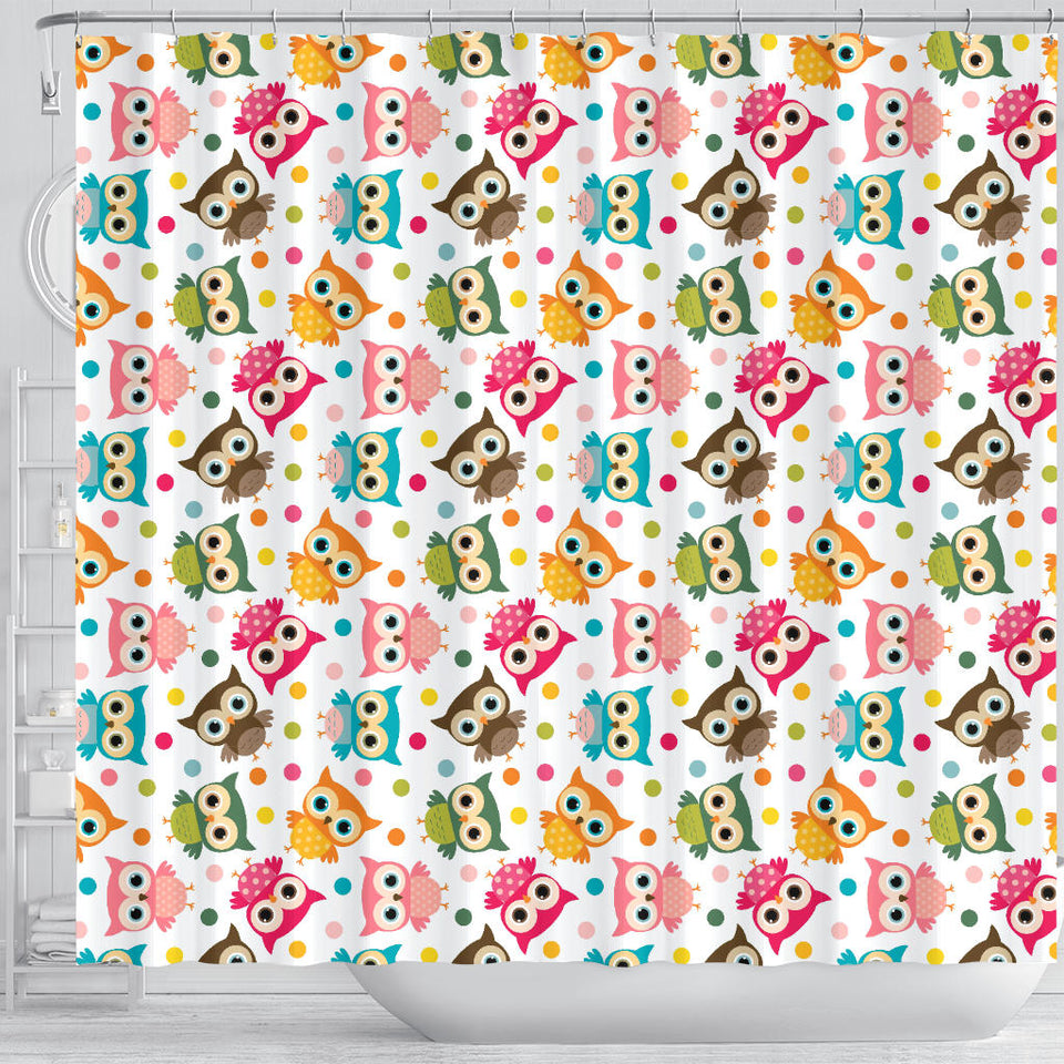 Color Cute Owl Pattern Shower Curtain Fulfilled In US