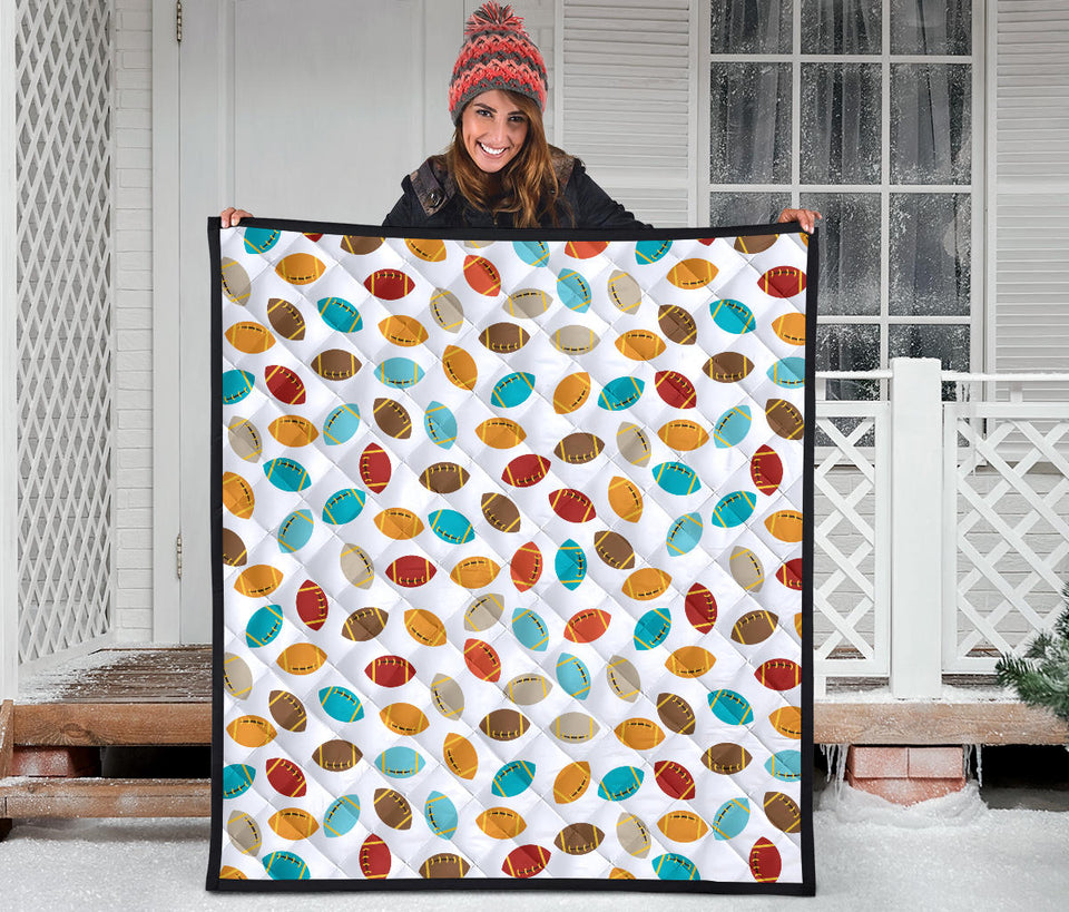 Colorful American Football Ball Pattern Premium Quilt