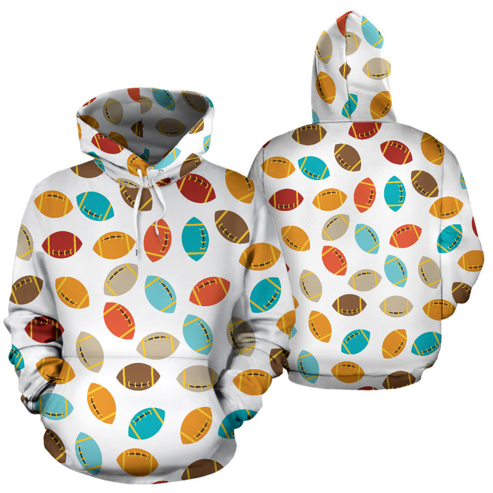 Colorful American Football Ball Pattern Men Women Pullover Hoodie