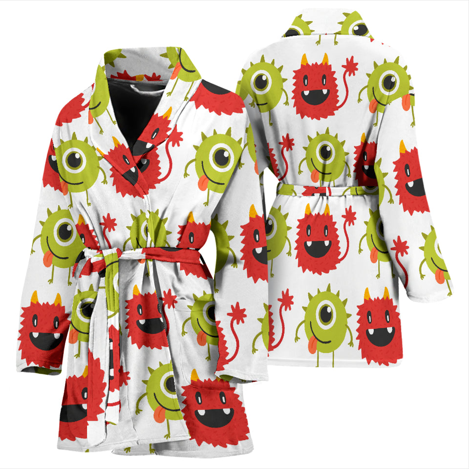 Alien Pattern Print Design 05 Women's Bathrobe