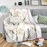 Beautiful Japanese Cranes Pattern Premium Blanket