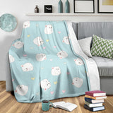 White Cute Hamsters Heart Pattern Premium Blanket