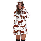 Horses Running Pattern Background Women'S Hoodie Dress