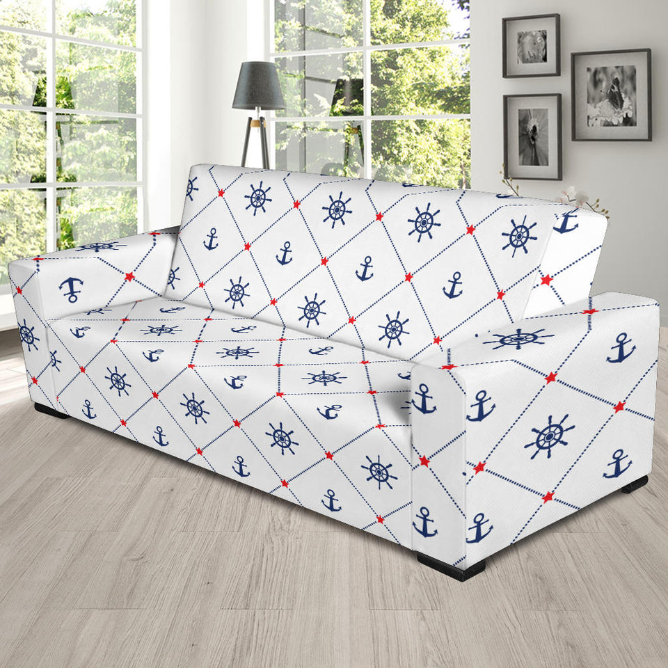 Anchor Rudder Nautical Design Pattern Sofa Slipcover