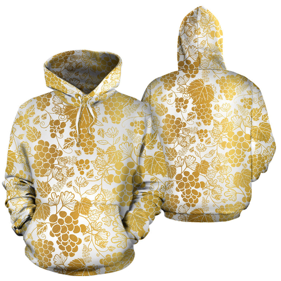 Gold Grape Pattern Men Women Pullover Hoodie