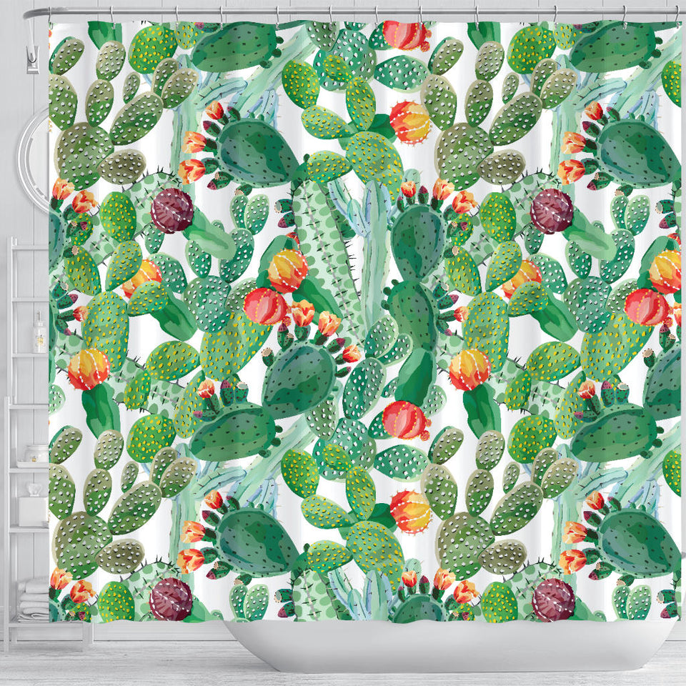 Cactus Design Pattern  Shower Curtain Fulfilled In US