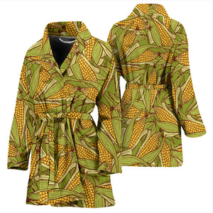 Corn Pattern Print Design 01 Women's Bathrobe