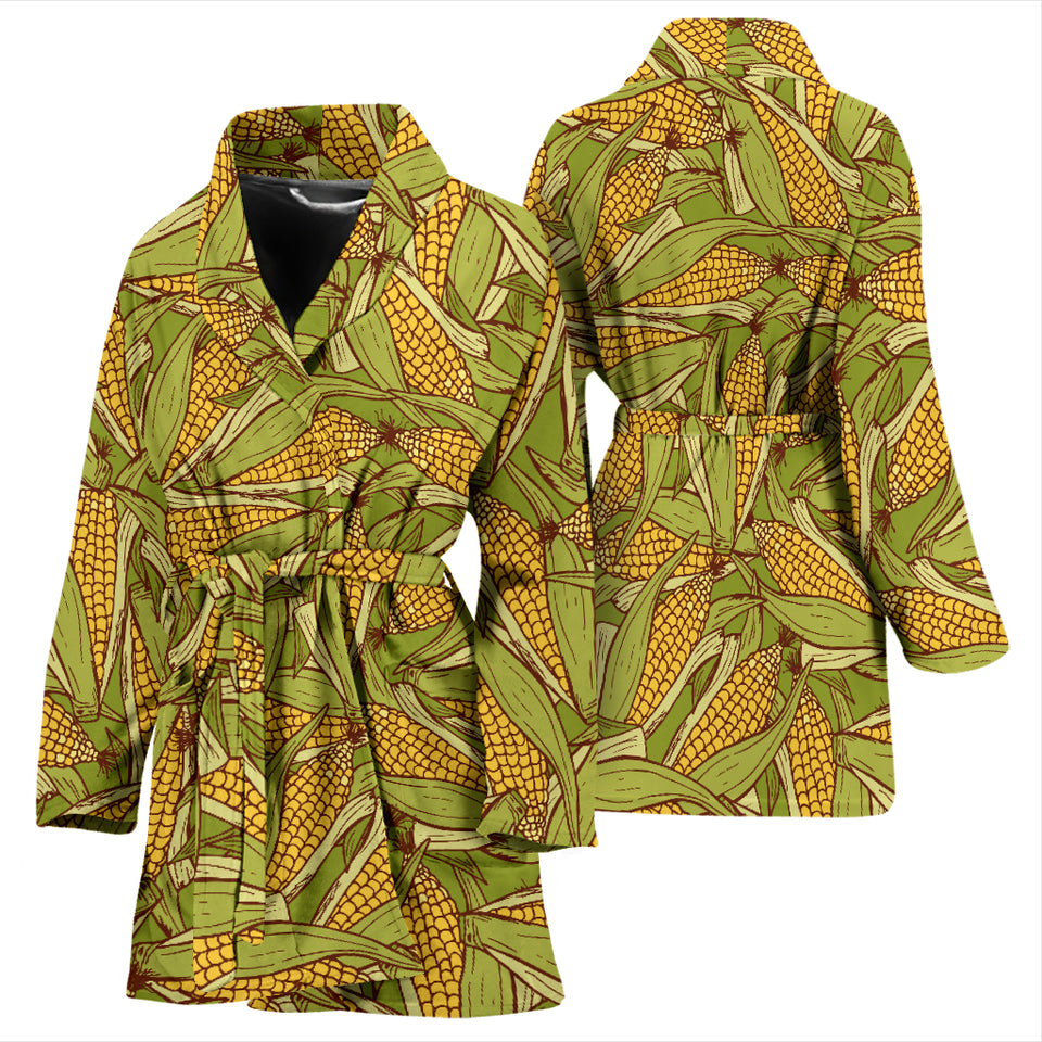 Corn Pattern Print Design 01 Women's Bathrobe