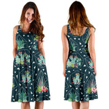 Cactus Glass Terrarium Pattern Sleeveless Midi Dress