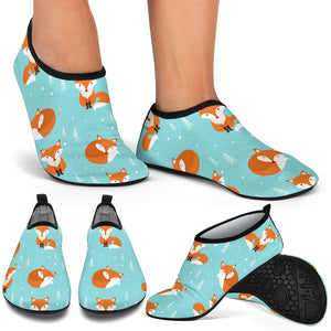 Fox Pattern Blue B Ackground Aqua Shoes