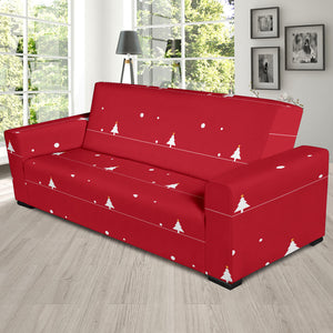 Christmas Tree Star Snow Red Background Sofa Slipcover