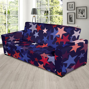 Red Blue Star Pattern Sofa Slipcover