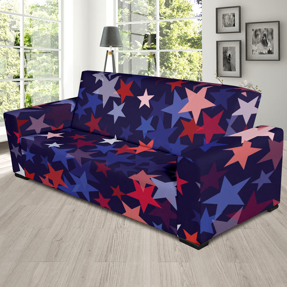 Red Blue Star Pattern Sofa Slipcover