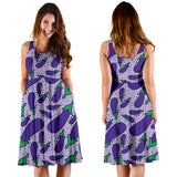 Eggplant Pattern Print Design 03 Sleeveless Midi Dress