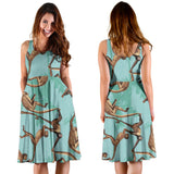 Monkey Palm Tree Background Sleeveless Midi Dress