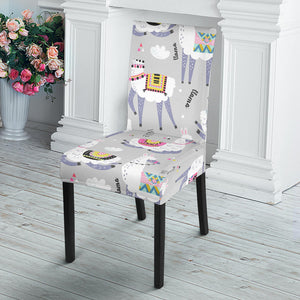 Cute Llama Alpaca Pattern Dining Chair Slipcover