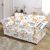 Corgi Dog Pattern Loveseat Couch Slipcover