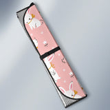 Cute White Rabbit Flower Pink Background Car Sun Shade