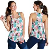 Toucan tropical flower leave pattern Women Racerback Tank Top