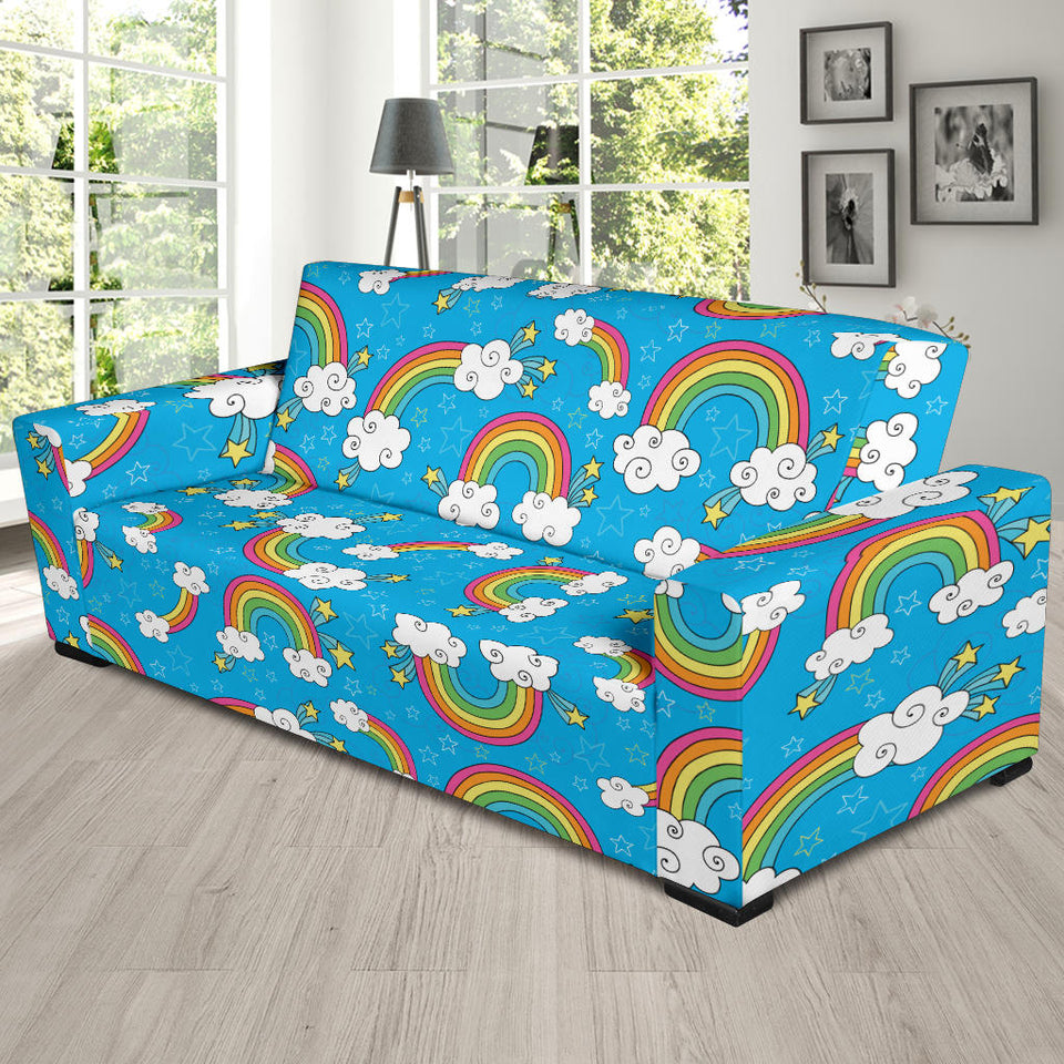 Rainbows Sky Clouds Pattern Sofa Slipcover