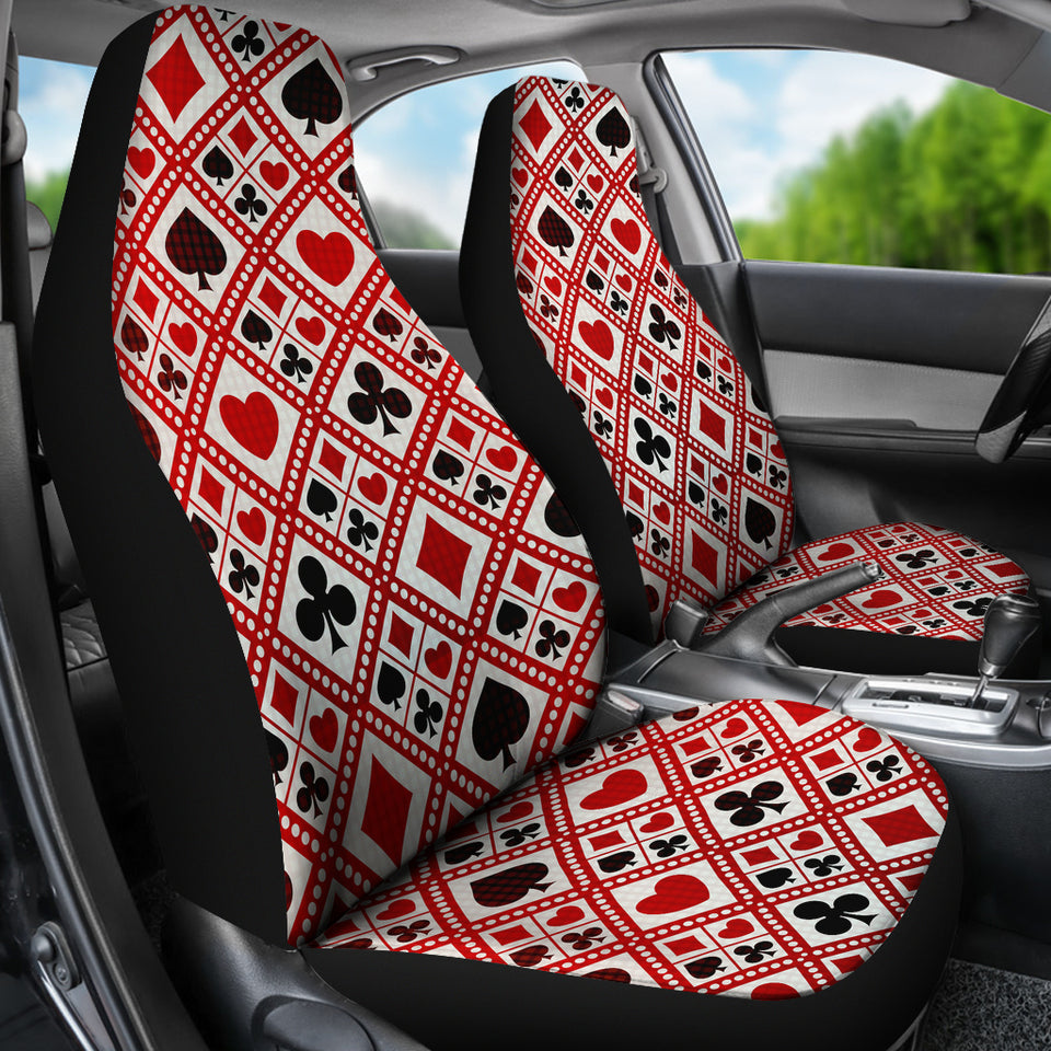 Casino Cards Suits Pattern Print Design 03 Universal Fit Car Seat Covers