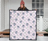 Cute Raccoons Leaves Pattern Premium Quilt