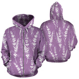 Lavender Flowers Purple Pattern Zip Up Hoodie