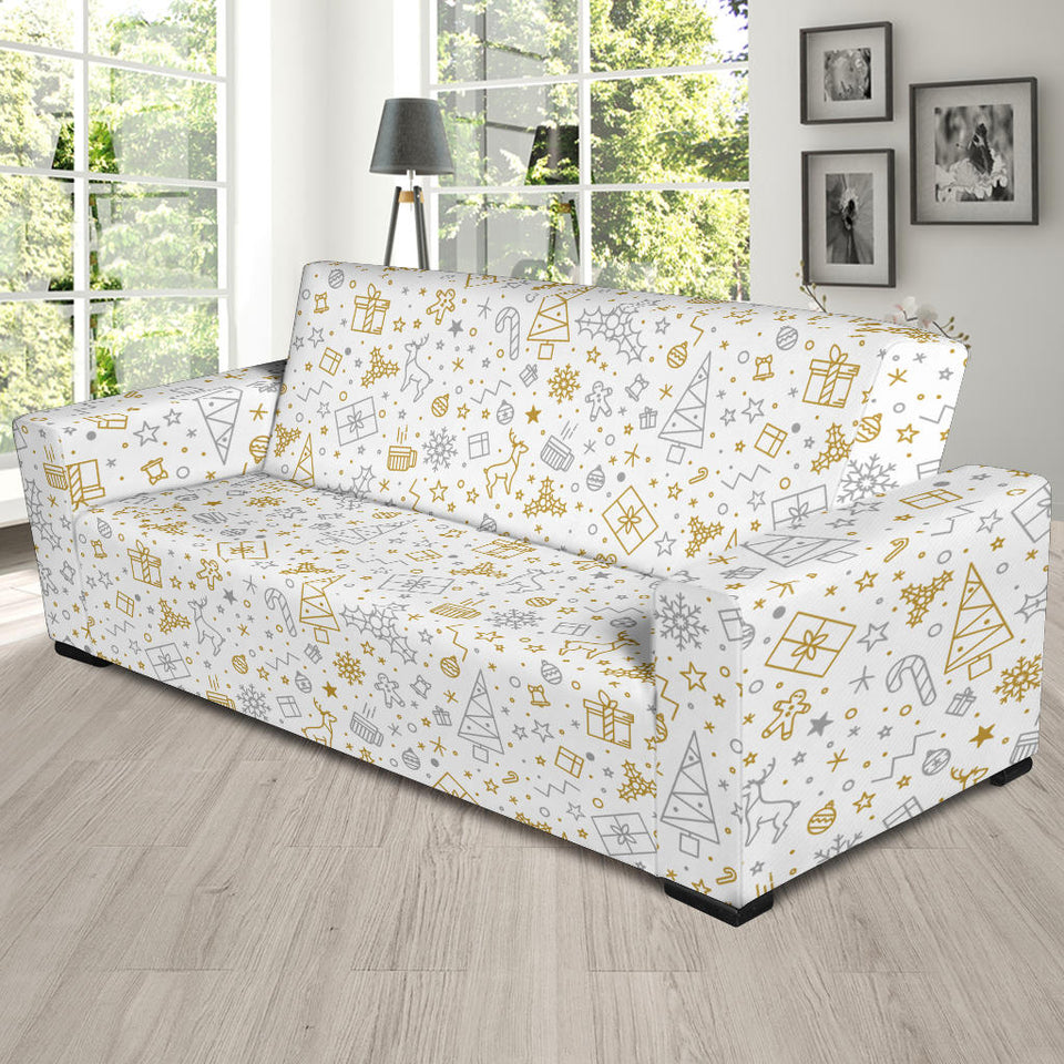 Christmas Tree Christmas Element Silver Gold Pattern Sofa Slipcover