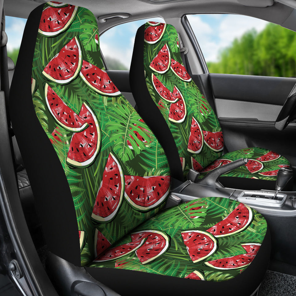 Watermelons Tropical Palm Leaves Pattern Background  Universal Fit Car Seat Covers