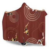 Koi Fish Carp Fish Red Background Hooded Blanket