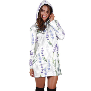 Hand Painting Watercolor Lavender Women'S Hoodie Dress