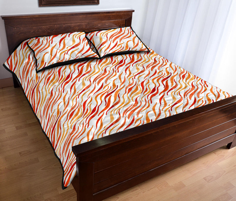 Fire flame watercolor pattern Quilt Bed Set