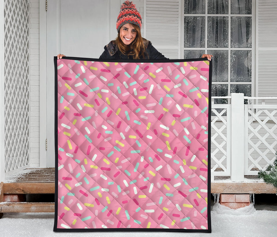 Pink Donut Glaze Candy Pattern Premium Quilt
