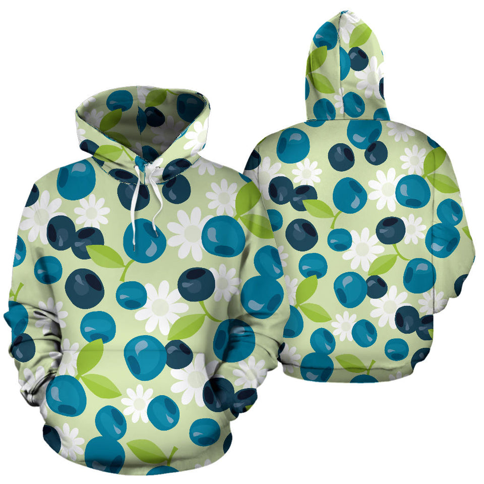 Blueberry Flower Pattern Men Women Pullover Hoodie