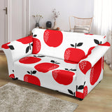 Red Apples White Background Loveseat Couch Slipcover