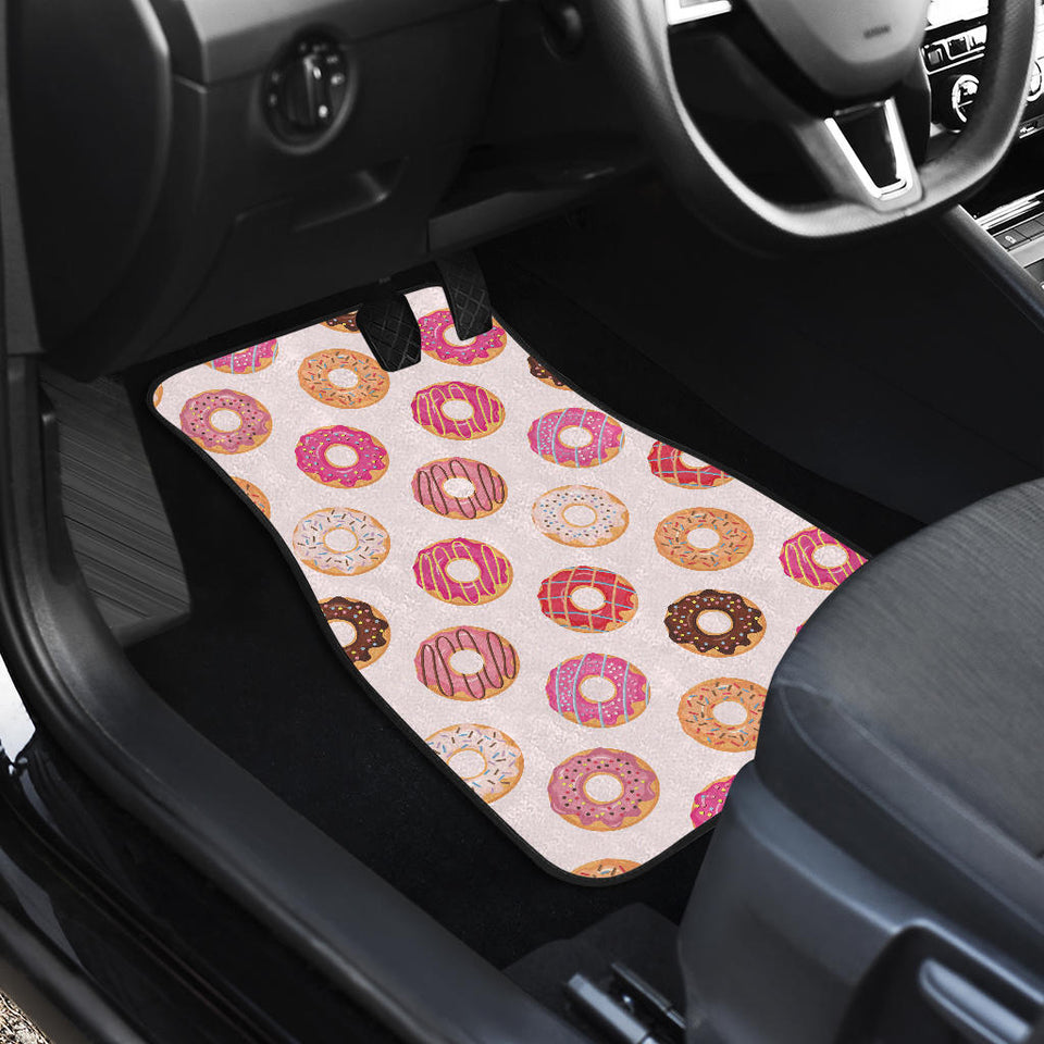 Colorful Donut Pattern Front And Back Car Mats