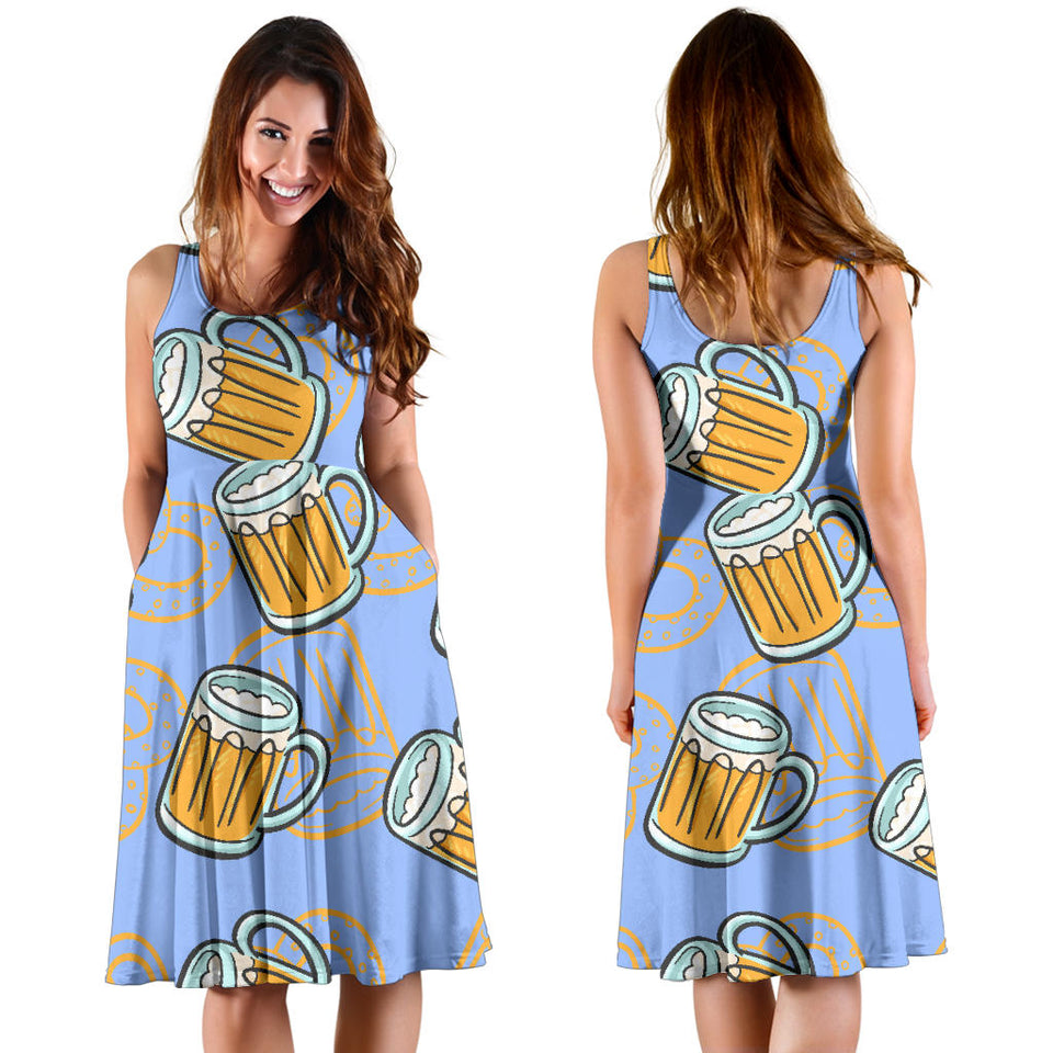 Beer Pattern Sleeveless Midi Dress