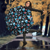 Skull Flower Roses Leave Pattern Umbrella