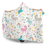 Colorful Unicorn Pattern Hooded Blanket