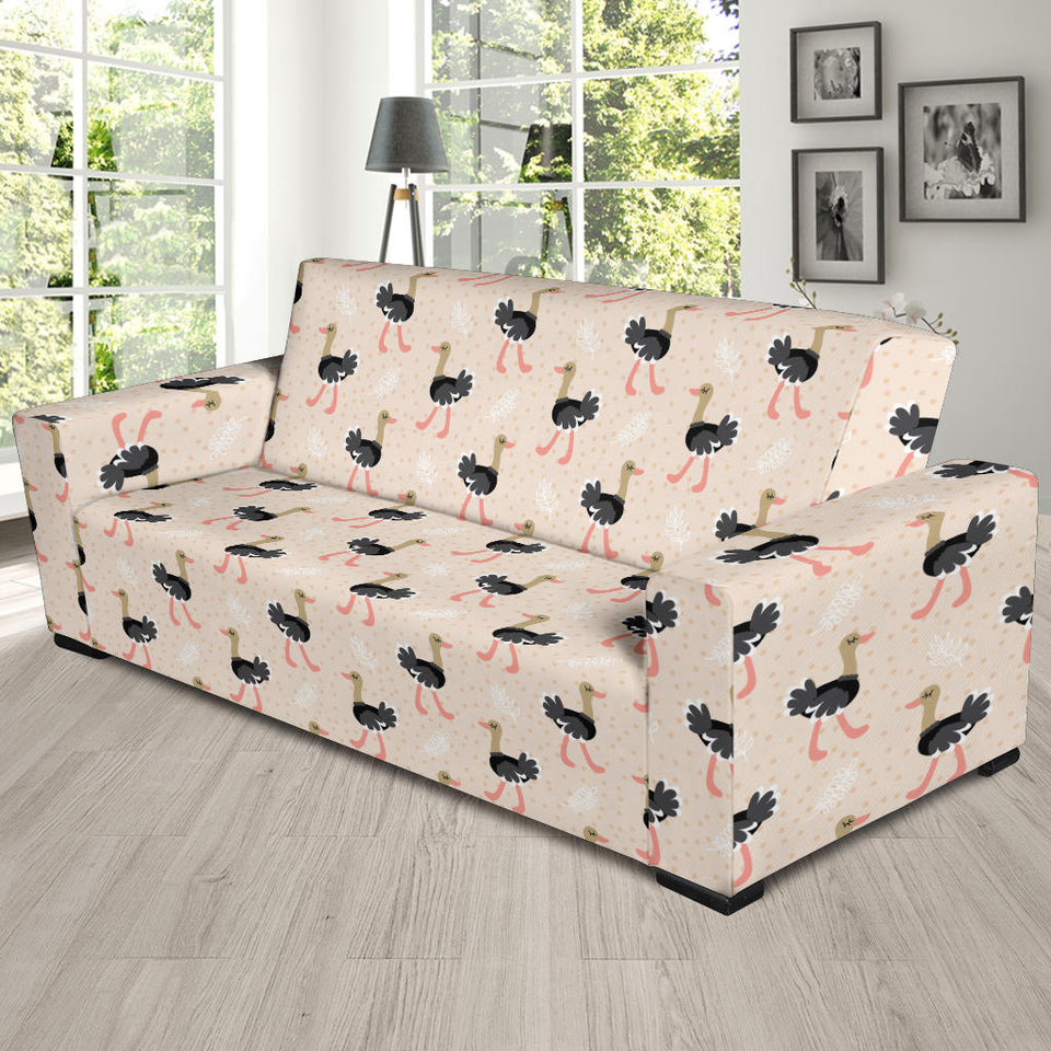 Ostrich Pattern Print Design 05 Sofa Slipcover