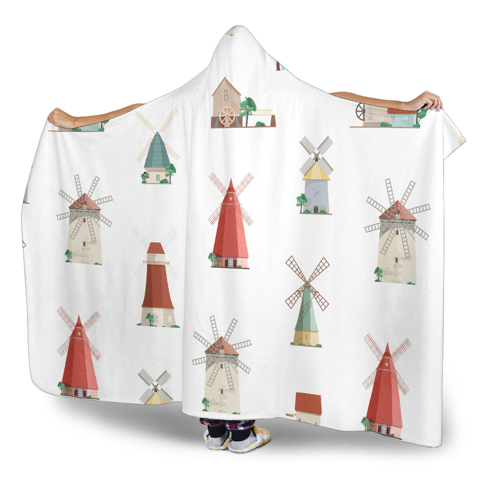 Windmill Design Pattern Hooded Blanket