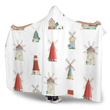 Windmill Design Pattern Hooded Blanket