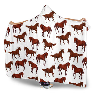 Horses Running Pattern Background Hooded Blanket