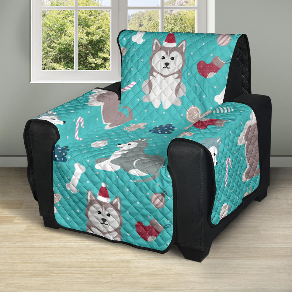 Christmas cute siberian husky puppie pattern Recliner Cover Protector
