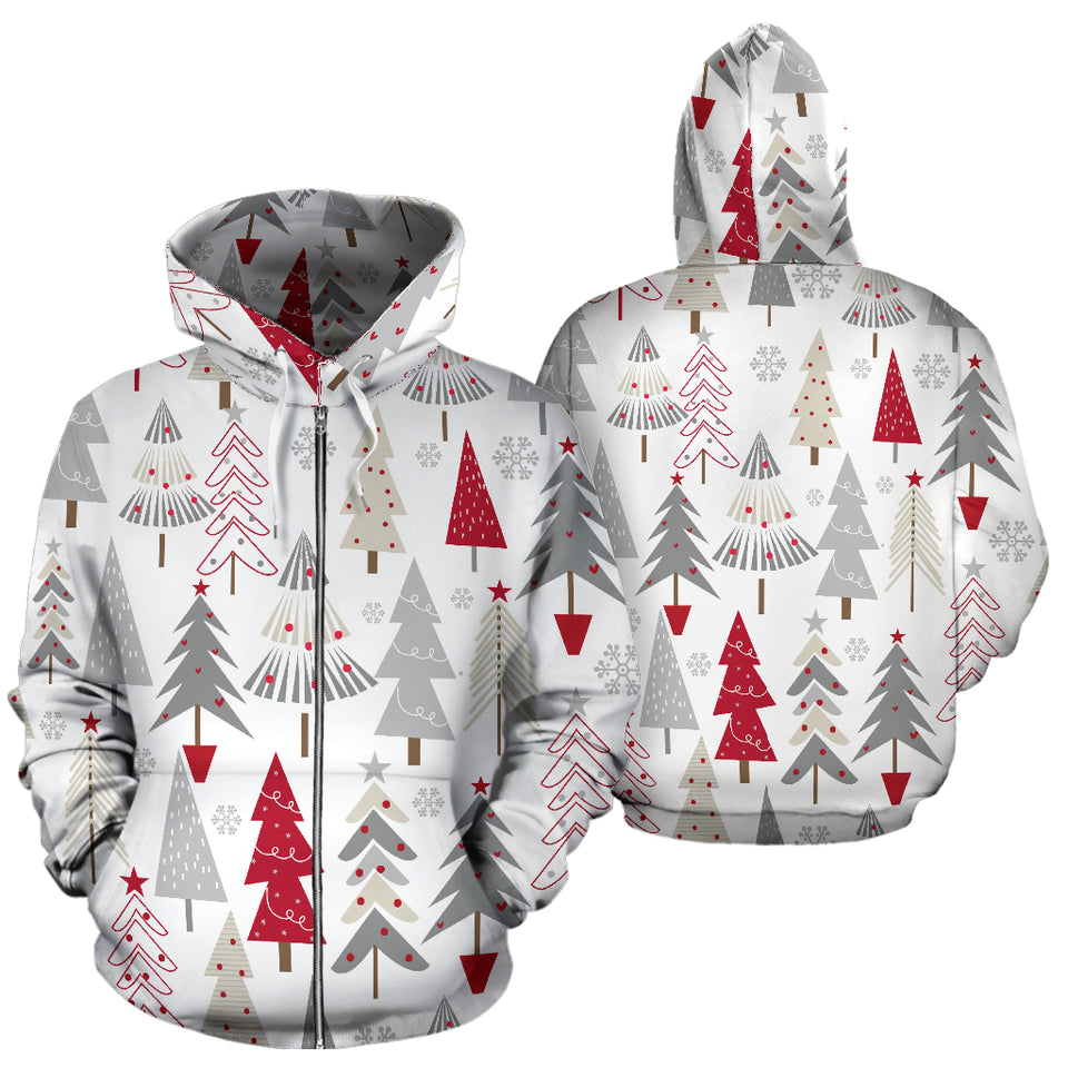 Cute Christmas Tree Pattern Zip Up Hoodie