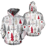 Cute Christmas Tree Pattern Zip Up Hoodie