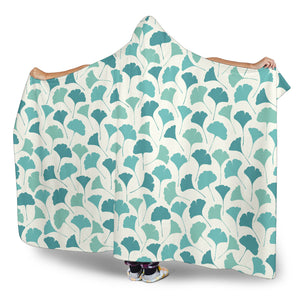 Green Ginkgo Leaves Pattern Hooded Blanket