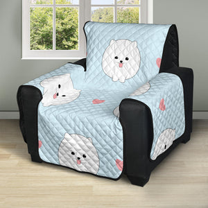 White cute pomeranian pattern Recliner Cover Protector