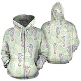 Seahorse Shell Pattern Zip Up Hoodie