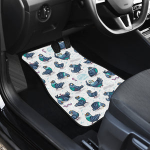 Pigeon Pattern Print Design 02 Front and Back Car Mats